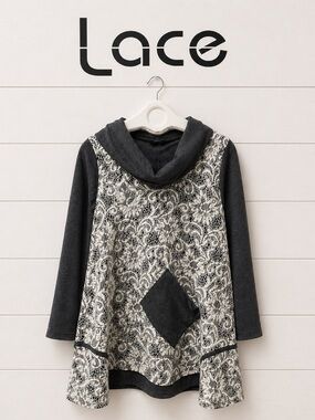 Lace gray and white tunic size M/L ⚠️
